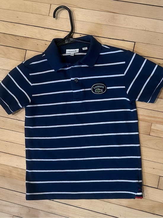 Lacoste Other - Lacoste Boys Navy & White Striped Polo with Croc Patch